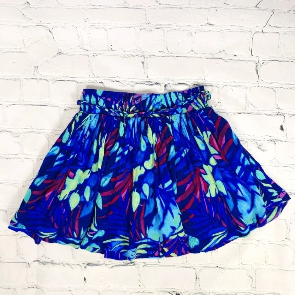 Y2K Aeropostale Blue Tropical Leaf Hawaiian Pocket Skirt Women's Size M